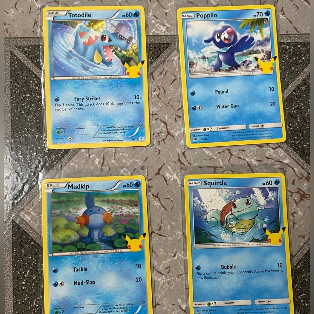 Pokemon McDonald's 25th anniversary Promo 4 card lot Totodile, Popplio, Mudkip,